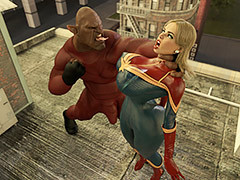 Super power in a big dick - Captain Marvel aliens fight by 3D Pose
